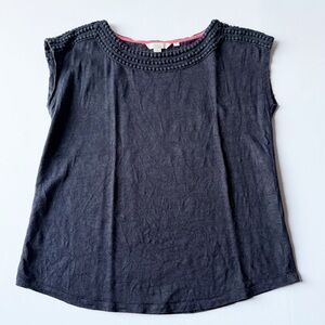 Boden Linen Boatneck Top Navy M